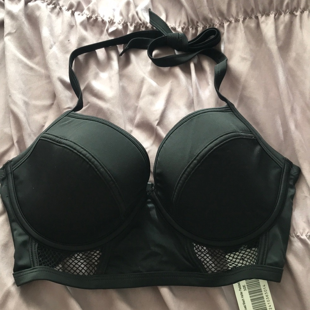 ASOS black mixed mesh swim top